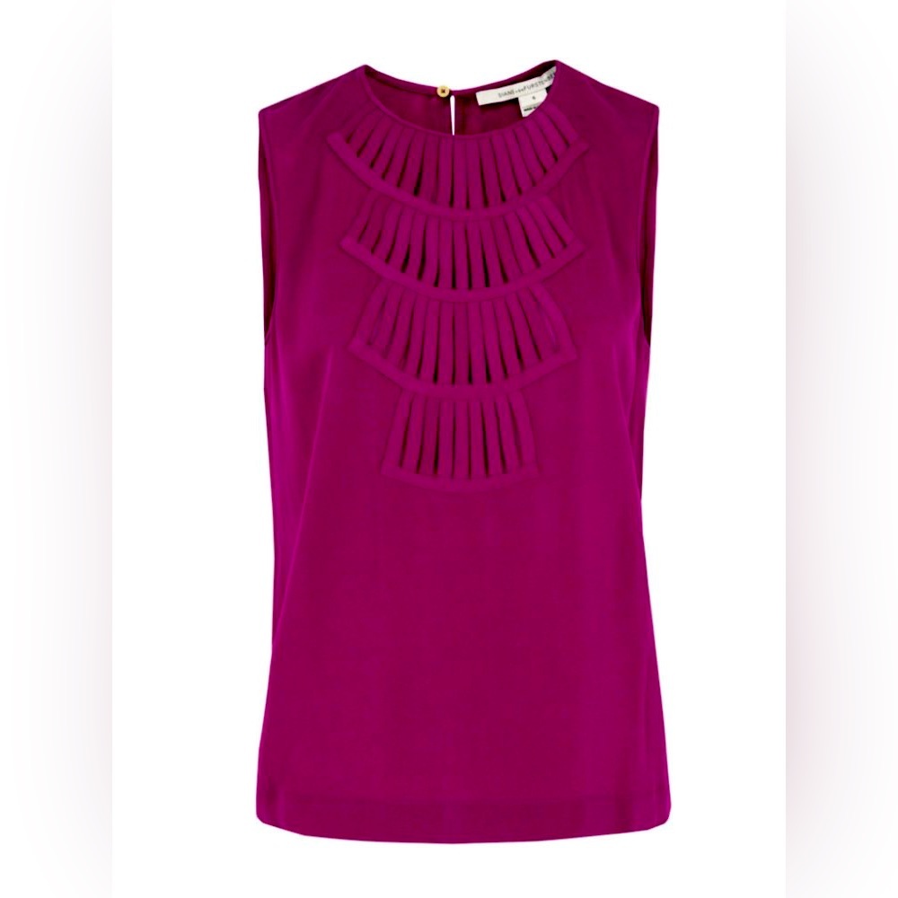 DVF Kaley Lily Crepe Top Magenta 100% silk